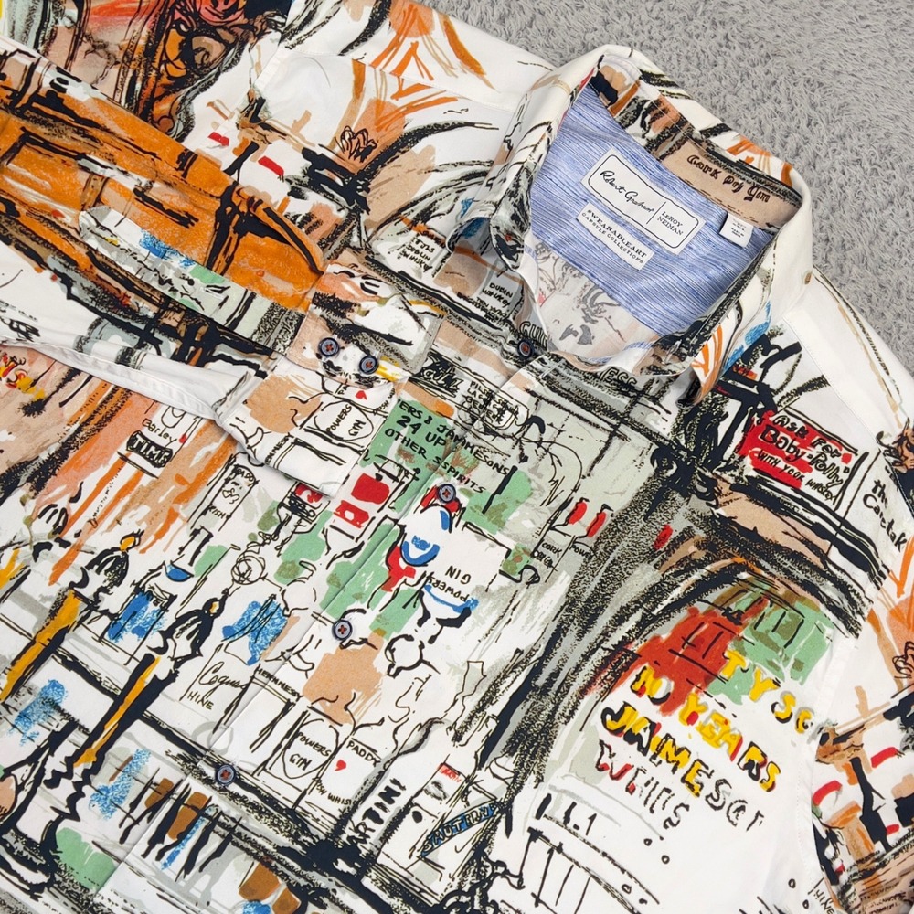 Robert Graham LeRoy Neiman Wearable Art Shirt Men 3XL Limited Edition Dublin Bar